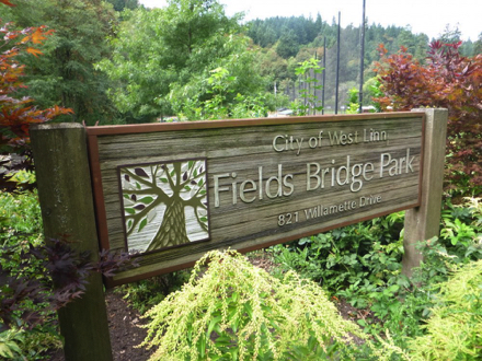 Fields Bridge Park entrance sign